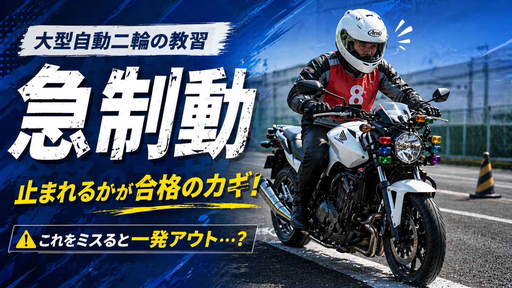急制動でバイクが停止する瞬間のイメージ画像